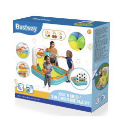Bestway 52728 Basen dmuchany wielofunkcyjny z piłeczkami Koszykówka Piłeczki i Piłka nożna 1.20m x 1.07m