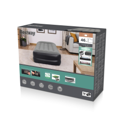 Bestway 67401 Materac dmuchany turystyczny z wbudowaną pompą powietrza Tritech Twin  1.91m x 0.97m x 46cm