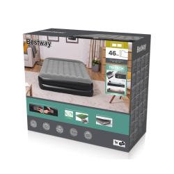 Bestway 67403 Materac dmuchany turystyczny z wbudowaną pompą powietrza Tritech Queen  2.03m x 1.52m x 46cm