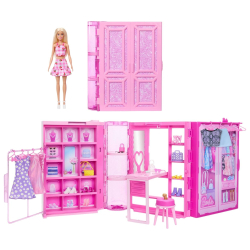 Mattel HXD58 Lalka Modowa Barbie Różowa Z Szafą