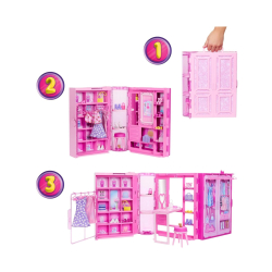Mattel HXD58 Lalka Modowa Barbie Różowa Z Szafą