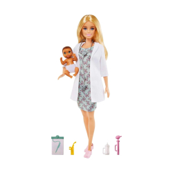 Mattel GVK03 Pediatra Lalka z Bobasem i Akcesoriami Tematycznymi