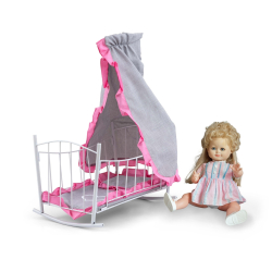 Milly Mally Łóżeczko-Kołyska dla lalek Lily z baldachimem Prestige Pink