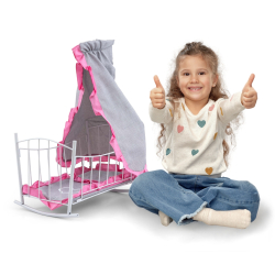 Milly Mally Łóżeczko-Kołyska dla lalek Lily z baldachimem Prestige Pink