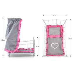 Milly Mally Łóżeczko-Kołyska dla lalek Lily z baldachimem Prestige Pink