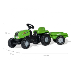Rolly Toys 012169 Traktor Rolly Kid z przyczepą Zielony
