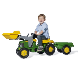 Rolly Toys 811496 Traktor Rolly Junior John Deere z łyżką i przyczepą