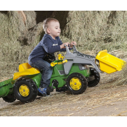 Rolly Toys 811496 Traktor Rolly Junior John Deere z łyżką i przyczepą