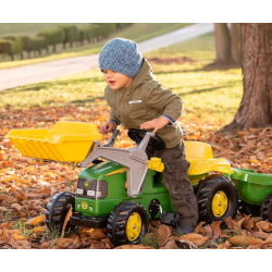 Rolly Toys 811496 Traktor Rolly Junior John Deere z łyżką i przyczepą