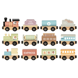 Tooky Toy TH647N Zestaw małej kolei drewnianej