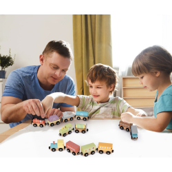 Tooky Toy TH647N Zestaw małej kolei drewnianej