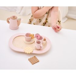 Viga 44267 PolarB Drewniany zestaw do kawy i herbaty - pink