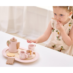 Viga 44267 PolarB Drewniany zestaw do kawy i herbaty - pink