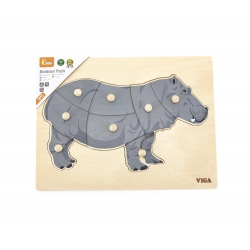 Viga 44604 Puzzle na podkładce z uchwytami - Hipopotam