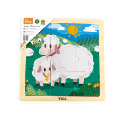 Viga 44622 Puzzle na podkładce 9 elementów - Owca