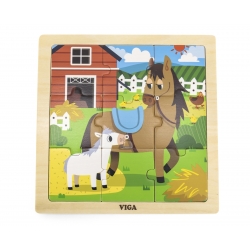 Viga 44624 Puzzle na podkładce 9 elementów - koń