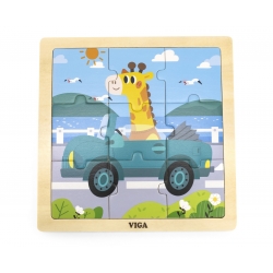 Viga 44629 Puzzle na podkładce 9 elementów - auto