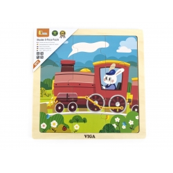 Viga 44631 Puzzle na podkładce 9 elementów - pociąg