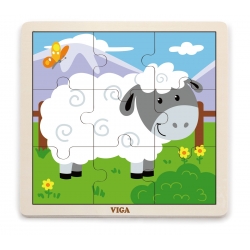 Viga 51437 Puzzle na podkładce 9 elementów - owieczka
