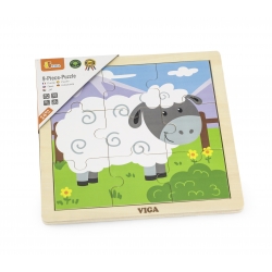 Viga 51437 Puzzle na podkładce 9 elementów - owieczka
