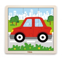 Viga 51444 Puzzle na podkładce 9 elementów - autko