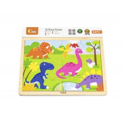 Viga 51452 Puzzle na podkładce 16 elementów - dinozaury