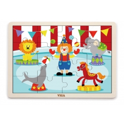 Viga 51455 Puzzle na podkładce 16 elementów - wizyta w Cyrku