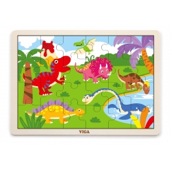 Viga 51460 Puzzle na podkładce 24 elementy - dinozaury