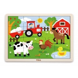 Viga 51448 Puzzle na podkładce 16 elementów - Farma