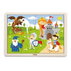 Viga 51458 Puzzle na podkładce 16 elementów - Bajkowy zamek